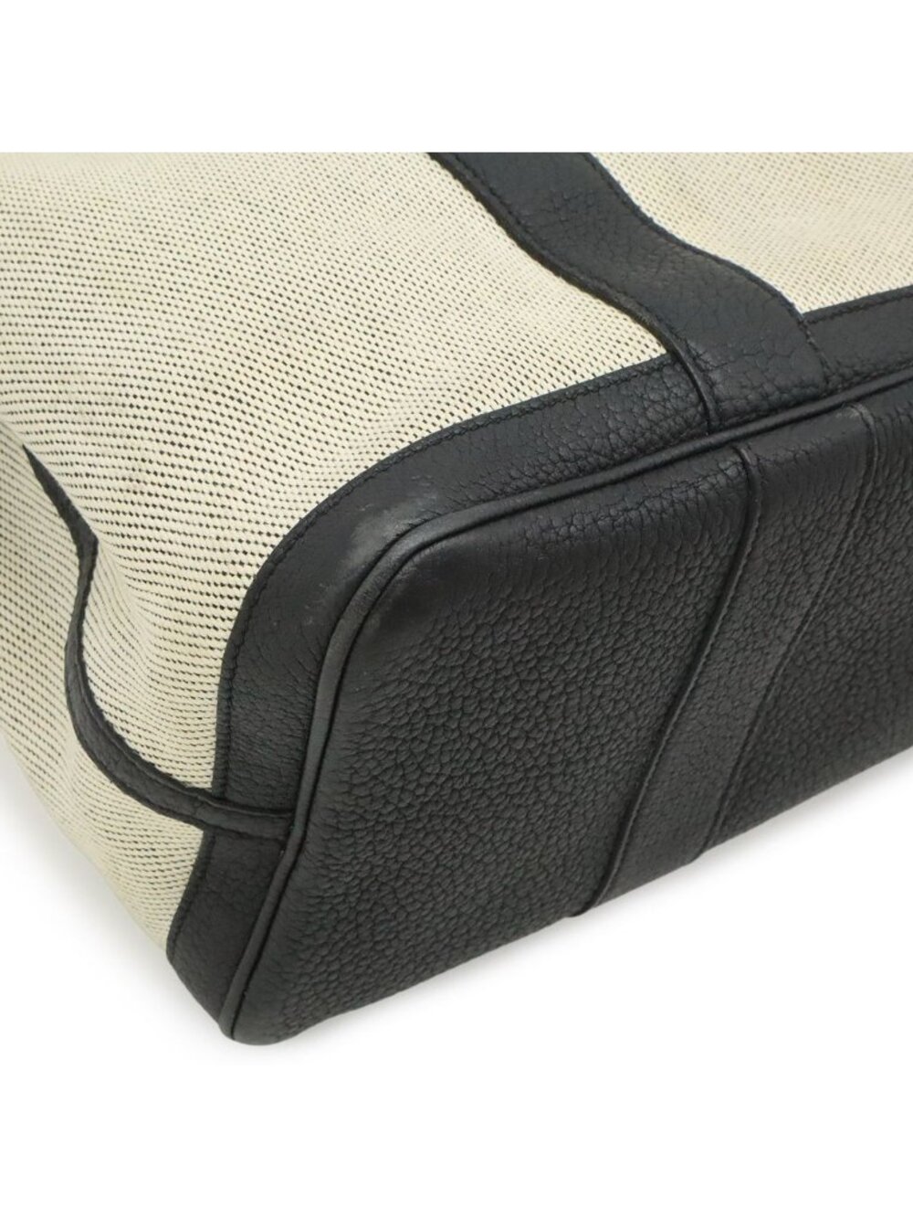 Hermes Garden Party PM Tote Canvas Leather Off White Black Silver - Picture 3 of 8